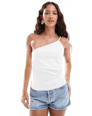 Pull&Bear One Shoulder Strappy Top - White