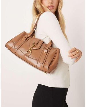 Mango Borsa Bowling Da Spalla Stile Rétro Color Toffee Con Gancio - Neutro