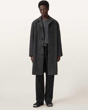 AllSaints Duke Wool Overcoat - Grey
