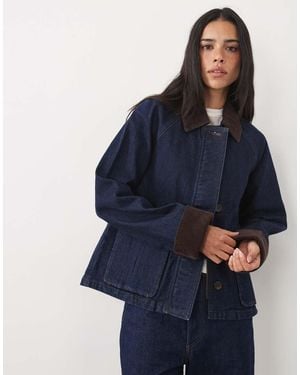 Abercrombie & Fitch Cropped A-line Denim Barn Jacket - Blue