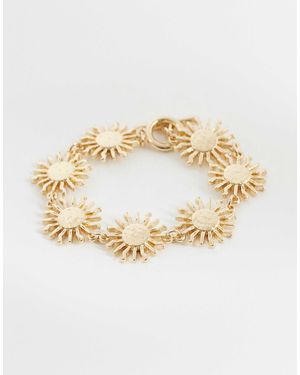 ASOS T-bar Bracelet With Small Sun Design - Metallic