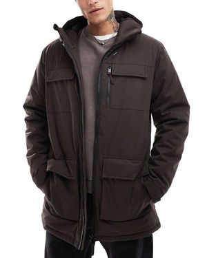 Threadbare Multi Pocket Parka Jacket - Black