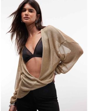 ASOS Top Met Diepe Hals, Lange Mouwen En Asymmetrische Zoom - Grijs