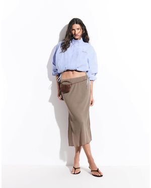 Monki Chiffon Midi Skirt - Blue