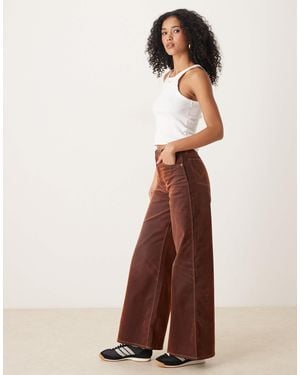 Wrangler Coated Denim Wide Leg Jeans - Brown