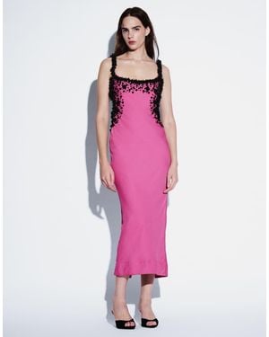ASOS Rugloze Midaxi Columnjurk Met 3D-Versierde Rand - Roze