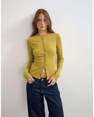 TOPSHOP Top Met Knoopsluiting En Lange Mouwen - Blauw