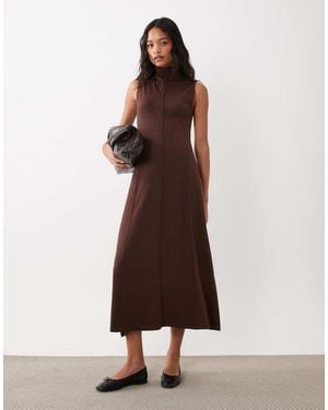 ASOS Mouwloze Midi-Jurk Met Zichtbare Naden - Bruin