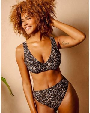 Wolf & Whistle Juliet Leopard Print Mix & Match High-Waist High-Leg Bottoms - Brown