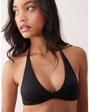 Cotton On Scoop Neck Halter Bikini Top - Black