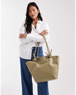 Glamorous Tote Tas Van Imitatieleer Met Geknoopt Detail - Wit