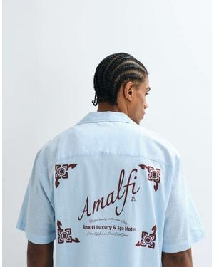 ASOS Boxy Oversized Amalfi Back Print Shirt - Blue