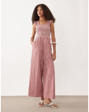 Nobody's Child Maya Cotton Square Neck Jumpsuit - Pink