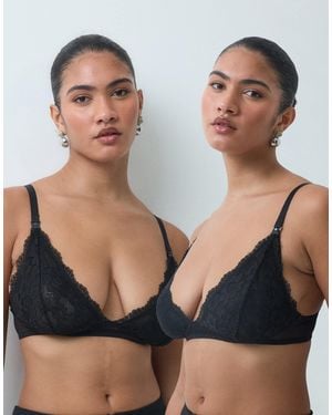 Mama.licious Mamalicious Maternity 2 Pack Lace Nursing Function Bras - Black