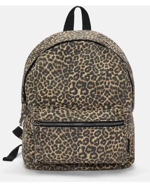 Pull&Bear Leopard Print Canvas Backpack - Grey
