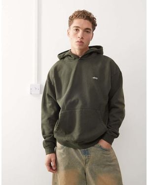 Obey Sudadera Morada Con Capucha, Acabado Pigmentado Y Logo En Minúscula De -Morado - Gris