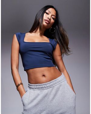 4505 Active Square Neck Cap Sleeve Top - Blue