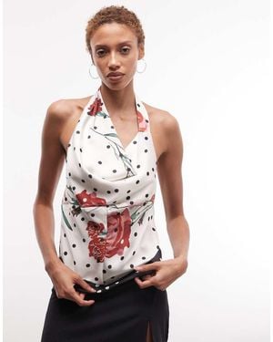 ASOS Satin Halter Top - White