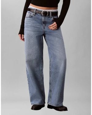 Calvin Klein Vaqueros Lavado De Talle Bajo Y Corte Holgado De - Azul