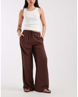 New Look Crinkle Wide Leg Trousers - Red