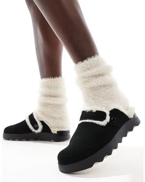 Sorel – viibe cozy – clogs aus kunstpelz - Schwarz