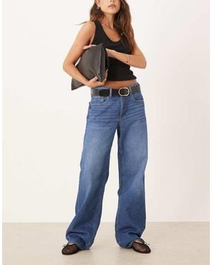 Vila Palma Mid Waist Wide Leg Jeans - Blue