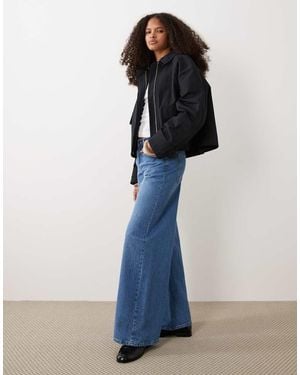 ASOS Cotton-blend Utility Pocket Short Cape Back Trench Coat With Water Repellent Finish - Blue