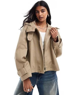 ASOS Cropped Cape Detail Trench Coat - Natural