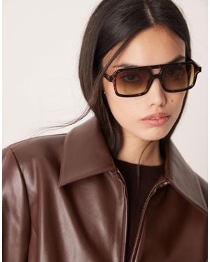 ASOS Angular Aviator Sunglasses - Brown
