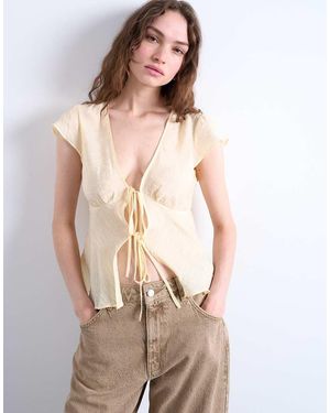 TOPSHOP Tie Front Top - Natural