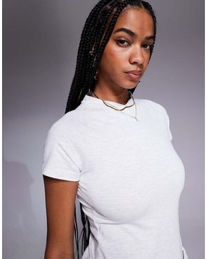 Kaiia Exclusive Short Sleeve High Neck Bodysuit Co-Ord - White