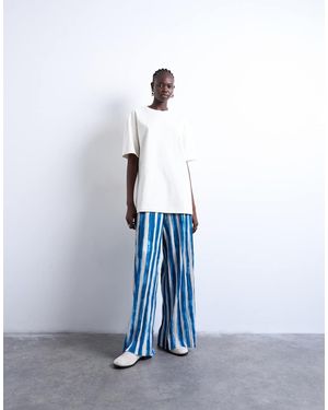 TOPSHOP Pantaloni A Righe A Fondo Ampio - Bianco