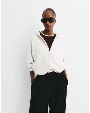 Pull&Bear Hoodie Met Ballonmouwen - Wit