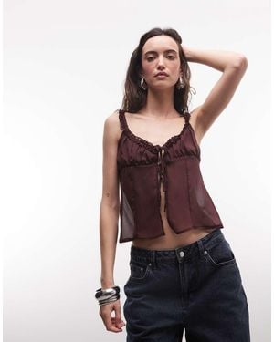 Reclaimed Vintage Crinkle Chiffon Blouse - Brown