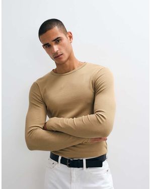 ASOS Essentials Muscle Fit Long Sleeve T-shirt - Natural