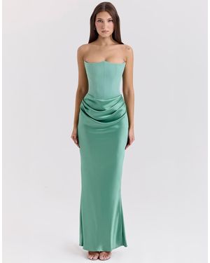 House Of Cb Persephone Strapless Corset Maxi Dress - Green