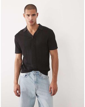 River Island Textured Knit Shirt - Black