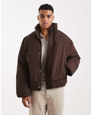 Only & Sons Oversized Ripstock Puffer - Brown