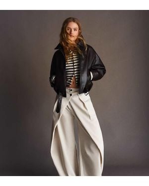 Bershka Barrel Trousers With Pleats - Brown