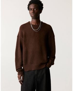 Pull&Bear Fluffy Knitted Sweater - Brown