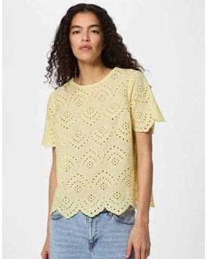 Pieces Short Sleeved Top - Natural