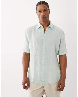 BOSS Hugo Boss Regular Fit Linen Short Sleeve Button Up Shirt - White