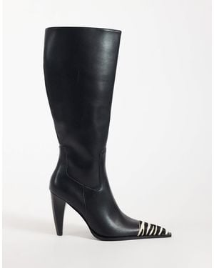 ASOS Cairo Toe Cap Western Knee Boots - Black