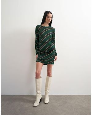 TOPSHOP X talia byre halbtransparentes kleid aus merinowolle mit wasserfallausschnitt am rücken und grünen streifen