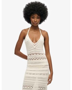 Superdry Crochet Tassel Midi Dress - White