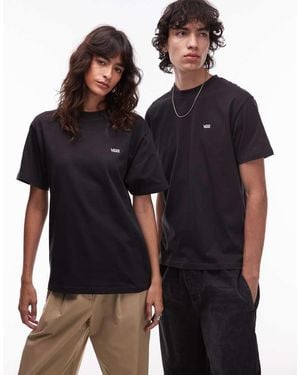 Vans Regular-Fit T-Shirt Met Logo Links Op De Borst - Zwart