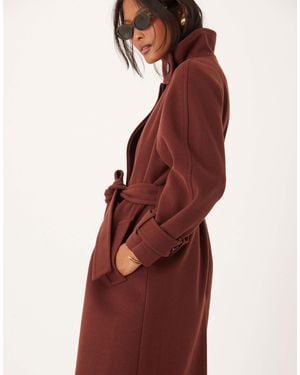 ASOS Asos Design Petite Funnel Neck Longline Coat - Red