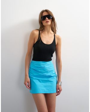 TOPSHOP Draped Tuckside Mini Skirt - Blue