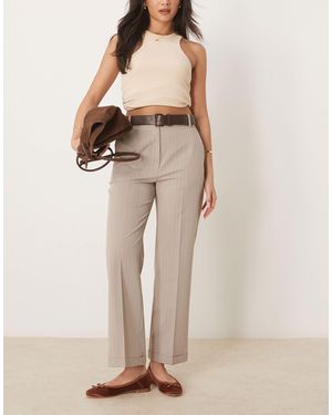 ASOS Tailored Slim Straight Pants With Belt - Natural