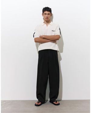 Pull&Bear Tailored Fit Darted Trousers - White